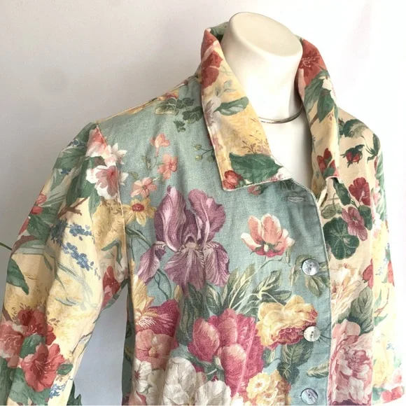 b l o o m :: Vintage Floral Cottagecore Slouchy Canvas Jacket - Picture 2 of 14